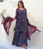 Beautiful Purple Color Georgette Fabric Plazzo Suit