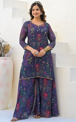 Beautiful Purple Color Georgette Fabric Plazzo Suit