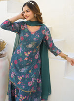 Beautiful Green Color Georgette Fabric Plazzo Suit