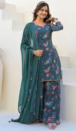Beautiful Green Color Georgette Fabric Plazzo Suit