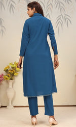 Lovely Teal  Color Cotton Fabric Cord Set