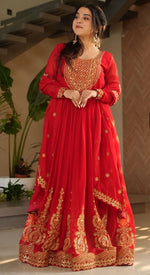Dazzling Red Color Georgette Fabric Gown