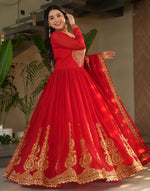 Dazzling Red Color Georgette Fabric Gown