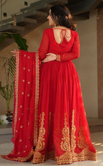 Dazzling Red Color Georgette Fabric Gown