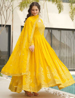Dazzling Yellow Color Georgette Fabric Gown