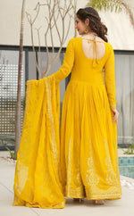 Dazzling Yellow Color Georgette Fabric Gown