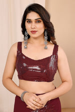 Lovely Maroon Color Georgette Fabric Designer Saree