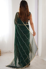 Beauteous Green Color Chiffon Fabric Designer Saree