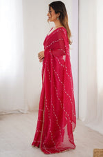 Beauteous Pink Color Chiffon Fabric Designer Saree