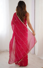 Beauteous Pink Color Chiffon Fabric Designer Saree