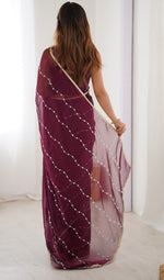 Beauteous Wine Color Chiffon Fabric Designer Saree
