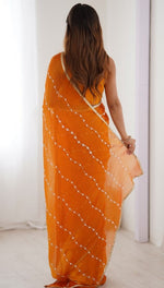 Beauteous Yellow Color Chiffon Fabric Designer Saree