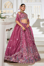 Striking Wine Color Tissue Fabric Party Wear Lehenga