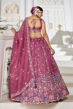 Striking Wine Color Tissue Fabric Party Wear Lehenga