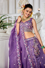 Striking Purple Color Tissue Fabric Party Wear Lehenga