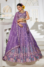 Striking Purple Color Tissue Fabric Party Wear Lehenga