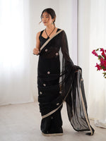 Superb Black Color Fandy Fabric Designer Saree