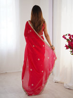 Superb Red Color Fandy Fabric Designer Saree