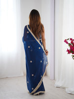 Superb Blue Color Fandy Fabric Designer Saree