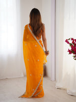 Superb Yellow Color Fandy Fabric Designer Saree