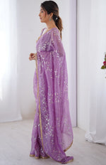 Amazing Purple Color Crush Fabric Designer Saree