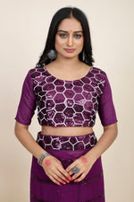 Lovely Purple Color Georgette Fabric Designer Saree