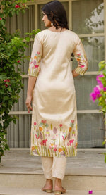 Tasteful Beige Color Viscose Fabric Designer Suit