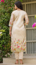 Tasteful Beige Color Viscose Fabric Designer Suit