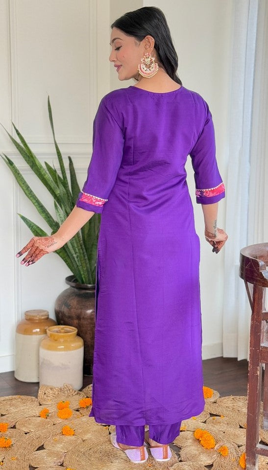 Tasteful Purple Color Viscose Fabric Designer Suit
