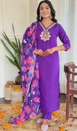 Tasteful Purple Color Viscose Fabric Designer Suit
