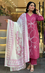 Tasteful Pink Color Viscose Fabric Designer Suit