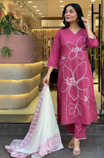 Tasteful Pink Color Viscose Fabric Designer Suit