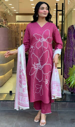 Tasteful Pink Color Viscose Fabric Designer Suit