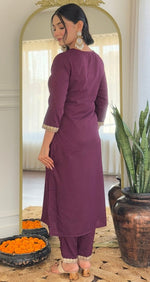 Tasteful Wine Color Viscose Fabric Designer Suit