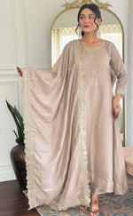 Tasteful Grey Color Viscose Fabric Designer Suit