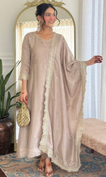 Tasteful Grey Color Viscose Fabric Designer Suit