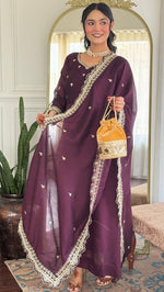 Tasteful Wine Color Viscose Fabric Designer Suit
