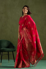 Amazing Pink Color Silk Fabric Partywear Saree
