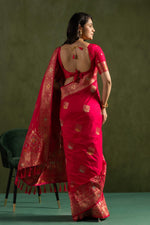 Amazing Pink Color Silk Fabric Partywear Saree