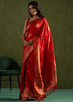 Amazing Red Color Silk Fabric Partywear Saree