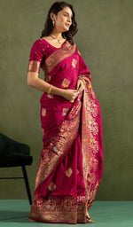 Amazing Wine Color Silk Fabric Partywear Saree