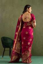Amazing Wine Color Silk Fabric Partywear Saree