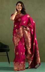 Amazing Wine Color Silk Fabric Partywear Saree
