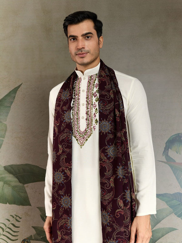 Dazzling White Color Viscose Fabric Mens Kurta