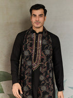 Dazzling Black Color Viscose Fabric Mens Kurta