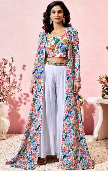 Amazing Multi Color Crepe Fabric Cord Set