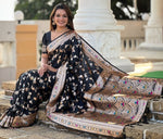 Lovely Black Color Banarasi Fabric Partywear Saree