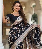 Lovely Black Color Banarasi Fabric Partywear Saree