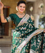 Lovely Green Color Banarasi Fabric Partywear Saree