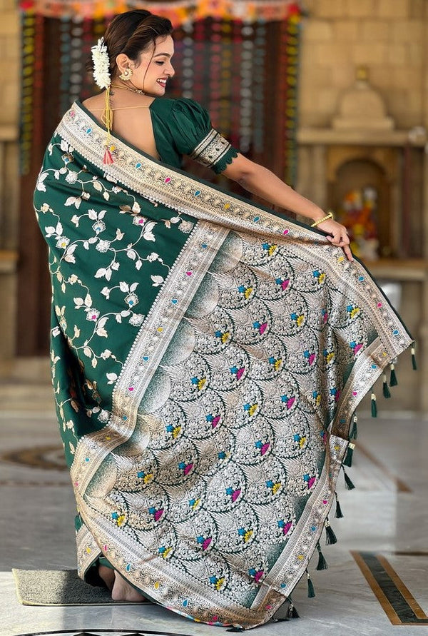Lovely Green Color Banarasi Fabric Partywear Saree